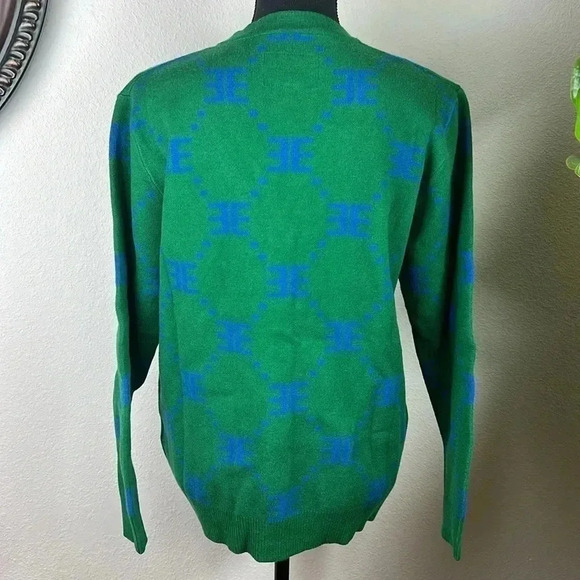 Ell and Emm Women’s Green Royal Blue EE V-Neck Cardigan Sweater Jumper Size M/L - Picture 7 of 14